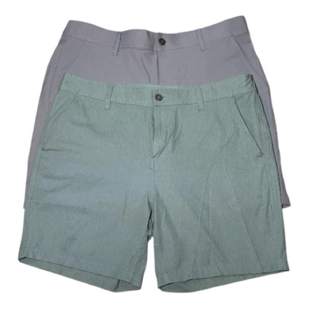 32 Degrees Men's Gray and Green Flat Front Shorts size L